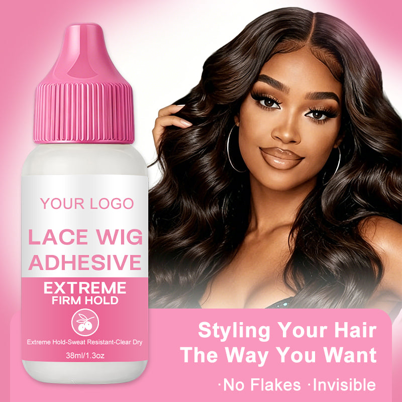 38ml Lace Glue Waterproof Strong Hold Invisible Pink Cap Hair Adhesive for Wigs Lace Frontal Toupee Private Label Wig Glue