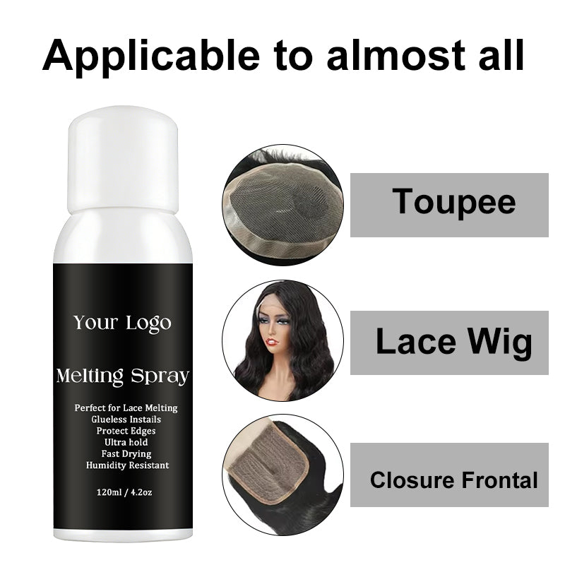 Private Label Melting Spray for Lace Wigs Strong Hold Wig Adhesive Hair Glue Spray Lace Melting Spray