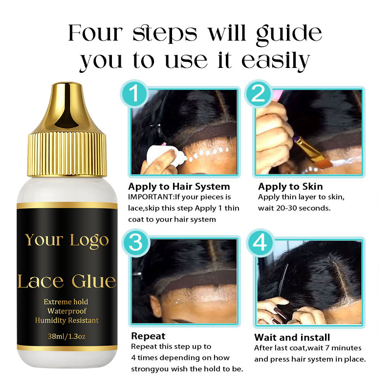 Custom Logo Wig Glue Waterproof Wax Stick Melting Spray Edge Control Hair Growth Oil Lace Tint Spray Mousse Wig Install Kit