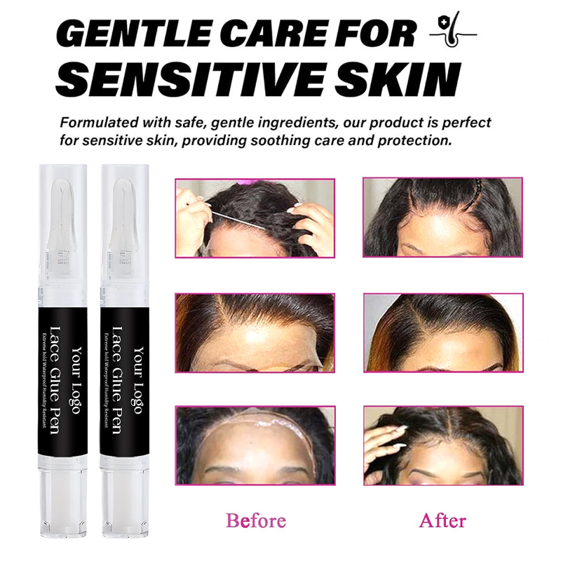 Wholesale 5ml Lace Glue Pen Waterproof Wholesale Custom Label Strong Hold Invisible Bonding Adhesive for Lace Frontal Wig