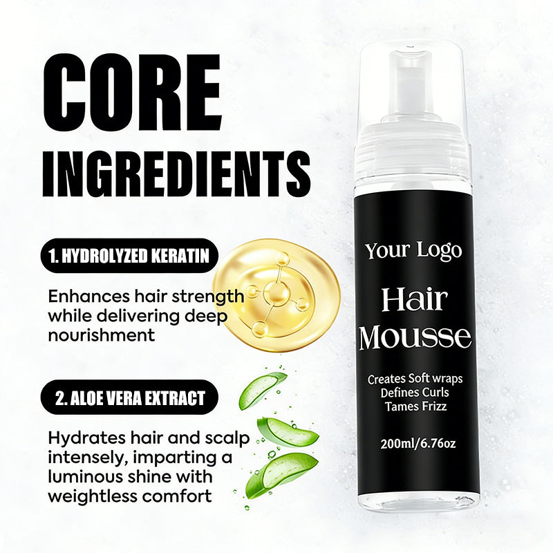 200ml Hair Styling Mousse Curl Styling Foam Private Label Wrapping Lotion Hair Foam Wrap Mousse