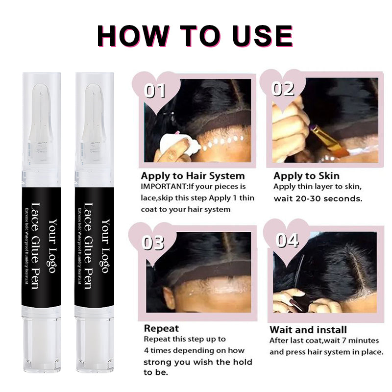 Wholesale 5ml Lace Glue Pen Waterproof Wholesale Custom Label Strong Hold Invisible Bonding Adhesive for Lace Frontal Wig