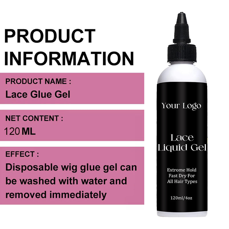 Invisible Lace Liquid Gel for Wigs Waterproof Strong Hold Hair Gel for Lace Frontal Edge Control Private Label Professional OEM