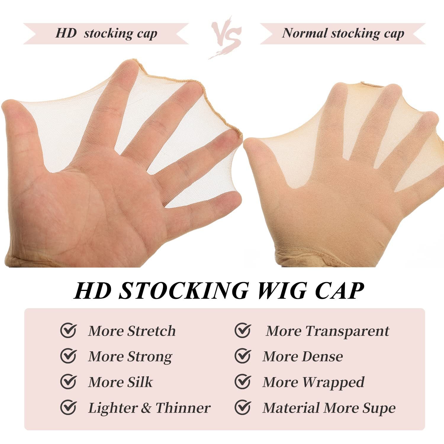 HD Wig Cap 2Pcs/Pack Thin Stocking for Long Hair Wigs Hair Net For Weave Nylon Stretch Mesh Wig Cap