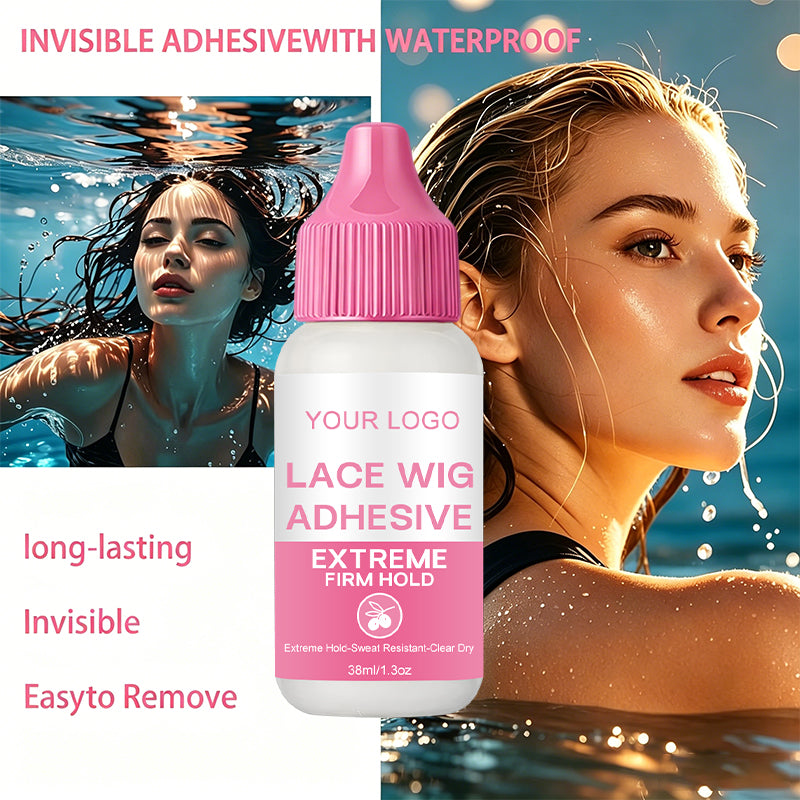 38ml Lace Glue Waterproof Strong Hold Invisible Pink Cap Hair Adhesive for Wigs Lace Frontal Toupee Private Label Wig Glue