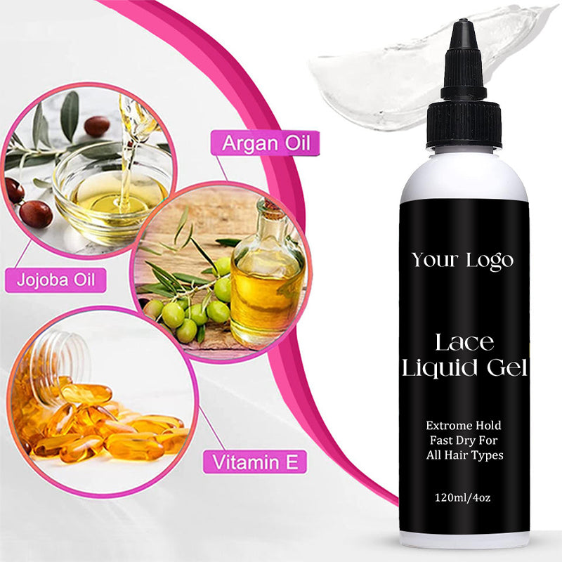 Invisible Lace Liquid Gel for Wigs Waterproof Strong Hold Hair Gel for Lace Frontal Edge Control Private Label Professional OEM