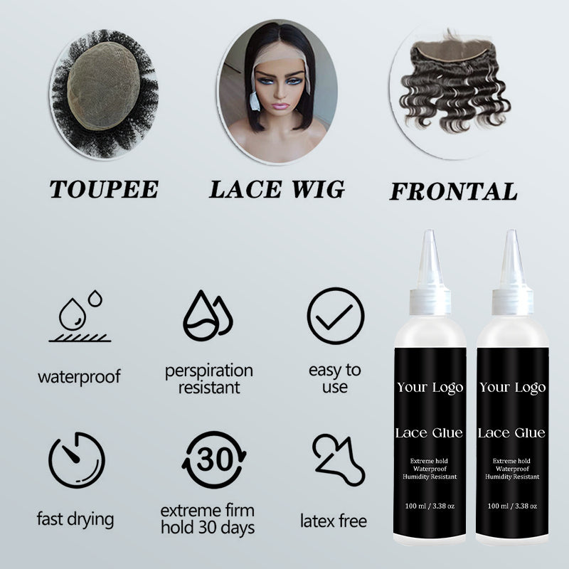 100ml Lace Glue Waterproof Strong Hold Clear Dry Wig Glue Lace Frontals Hair Extensions Latex Free OEM Private Label Wholesale