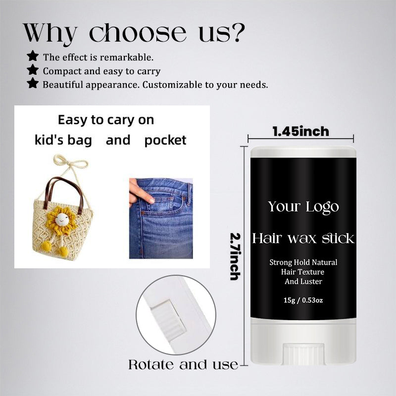 15g Hair Wax Stick for Wigs Gel Cream Styling Hair Broken Hair Artifact Frizz Fixed Fluffy Children Men and Women Styling Wax