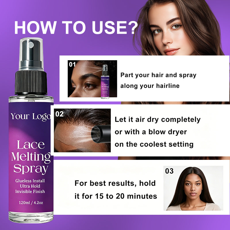 Wholesale Lace Melting Spray Extreme Hold Sweat Proof Long Lasting Wig Melting Spray Invisible Glueless for Lace Wig