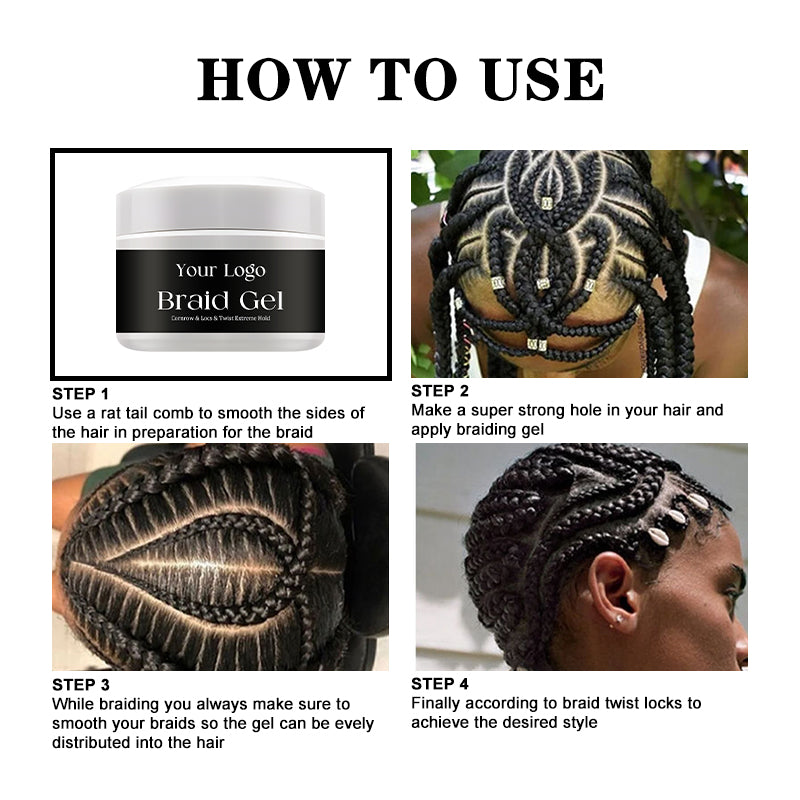 Stronghold Braid Gel for Perfectly Styled Braids and Twists - Long Lasting and Non-Flaking Formula - Great for Natural Hair