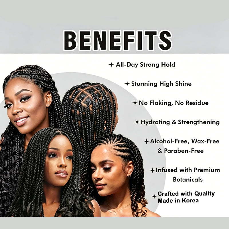 Stronghold Braid Gel for Perfectly Styled Braids and Twists - Long Lasting and Non-Flaking Formula - Great for Natural Hair