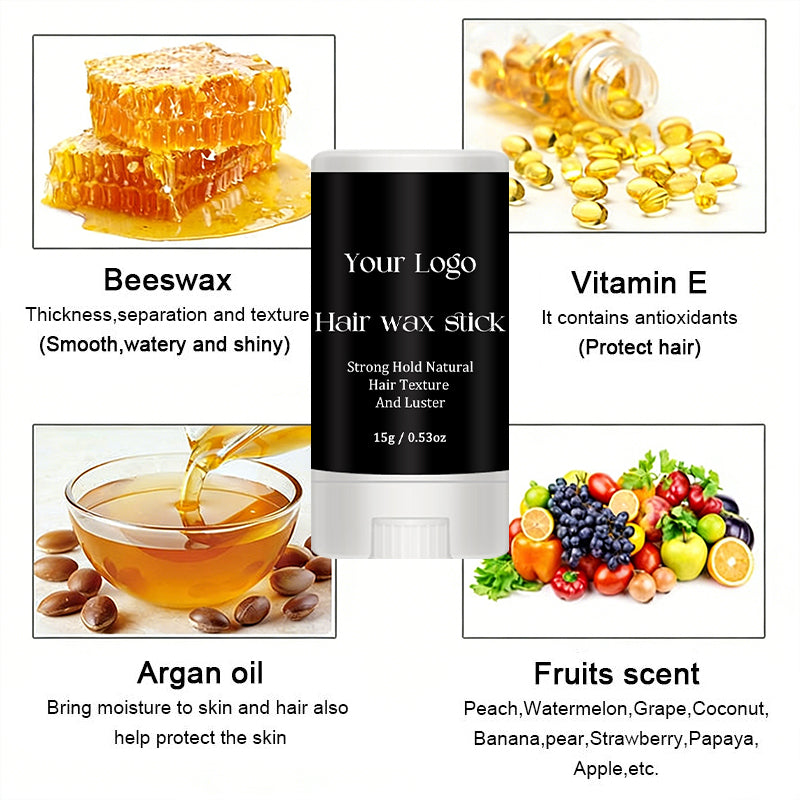 15g Hair Wax Stick for Wigs Gel Cream Styling Hair Broken Hair Artifact Frizz Fixed Fluffy Children Men and Women Styling Wax