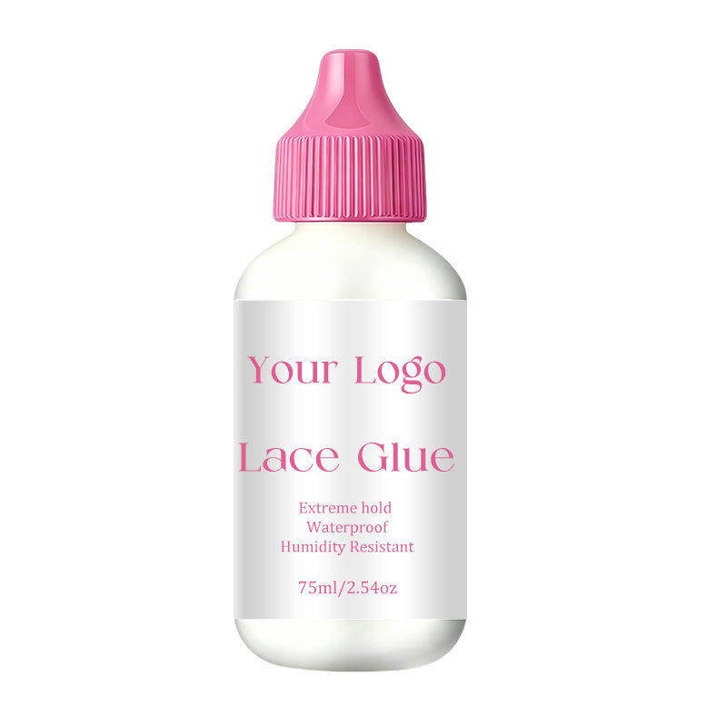 75ml Lace Glue Pink Cap Waterproof Strong Hold Invisible Hair Adhesive for Wigs Lace Frontal Toupee Private Label OEM Factory