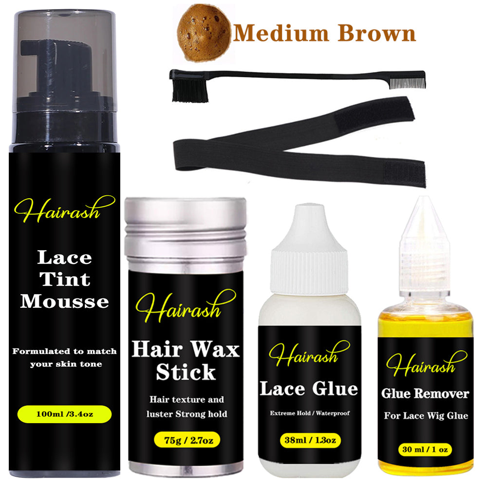 Lace Tint Mousse Waterproof Lace Wig Glue For Lace Front Wig Invisible Hair Glue + Wax Stick Edge Control + Glue Remover