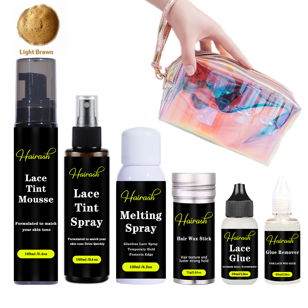 Makeup Bag With Melting Spray Lace Tint Spray Lace Front Wig Glue Hair Wax Stick Glue Remover Installation Kit