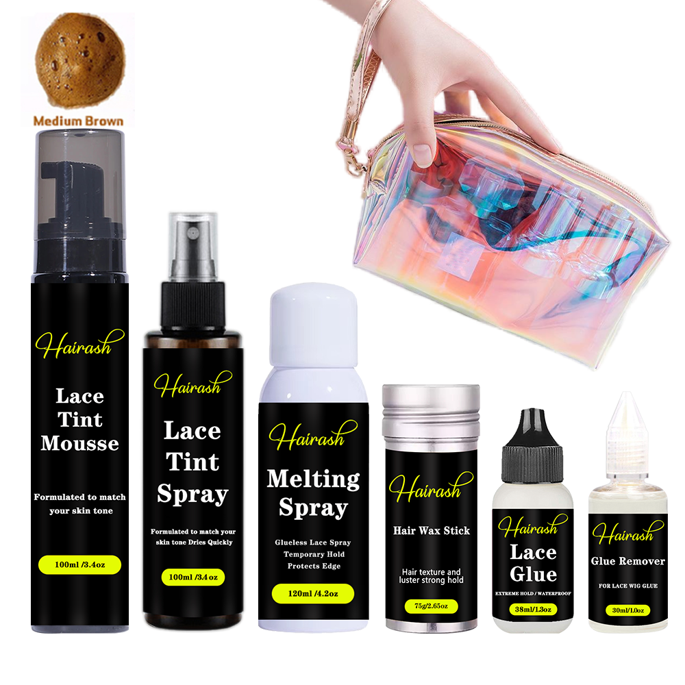 Makeup Bag With Melting Spray Lace Tint Spray Lace Front Wig Glue Hair Wax Stick Glue Remover Installation Kit