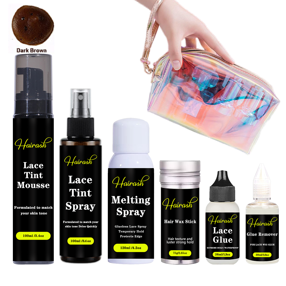 Makeup Bag With Melting Spray Lace Tint Spray Lace Front Wig Glue Hair Wax Stick Glue Remover Installation Kit